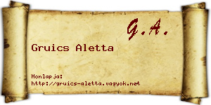 Gruics Aletta névjegykártya